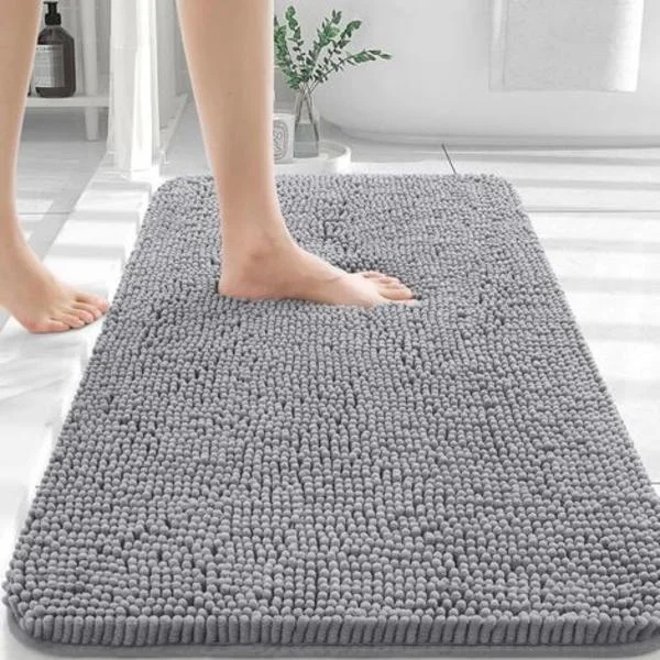 Kylpymatto 50x80cm, erittäin pehmeä ja imukykyinen chenille-kylpymatto, kumipohja, nopeasti kuivuva, konepestävä kylpyhuoneen matto, 