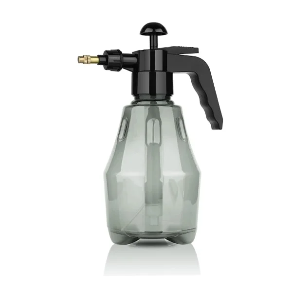 Finsprayflaske i plast, grå, 1 liter, håndholdt trykksprøyte for planter med toppumpe, tom vannsprøytekanne med justerbar dyse
