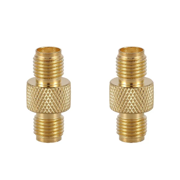 SMA hona till hona koaxialadapter, rak guldpläterad koppar, 50 Ohm impedans, 2-pack - Kompatibel med SMA-hanantenner och radioapparater