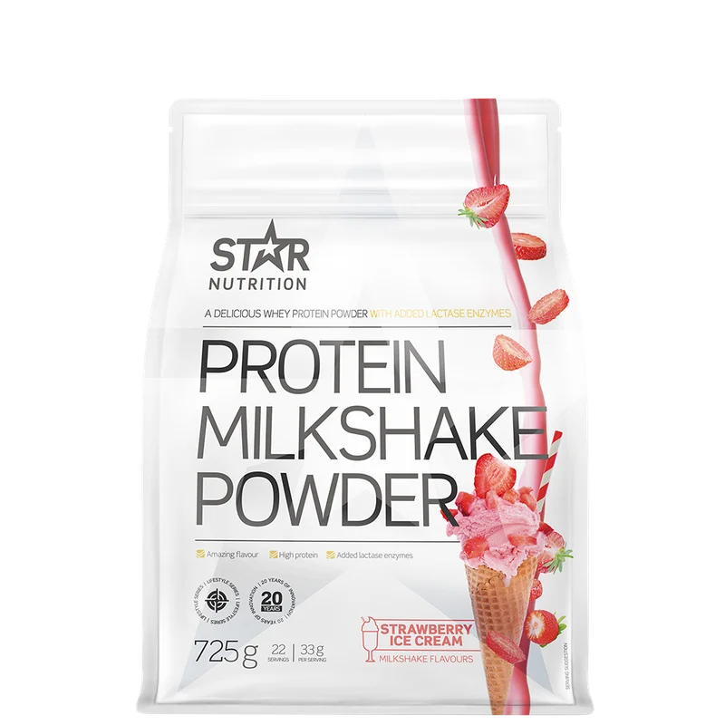 Valleprotein Star Nutrition Protein Milkshake Powder, 725 g, Strawberry Ice Cream - Bodyman.dk