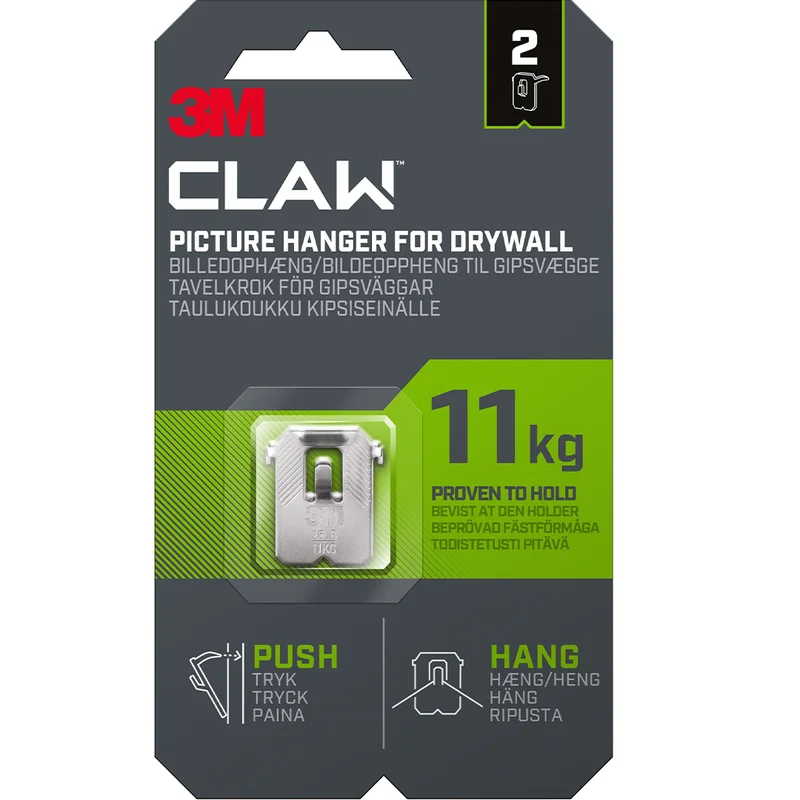 3M Claw Tavelkrok for gipsvegg 11 kg 2-pakning