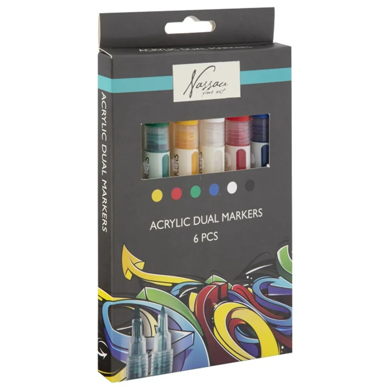 Nassau Fine Art Acrylic marker dual-tip 6-setti