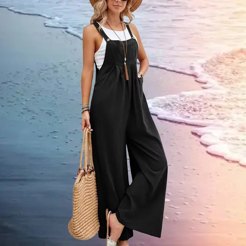 AliExpress - Femmes coupe ample mode salopette jambe large Baggy salopette combinaison salopette d'été combinaison décontracté élégant salopette été