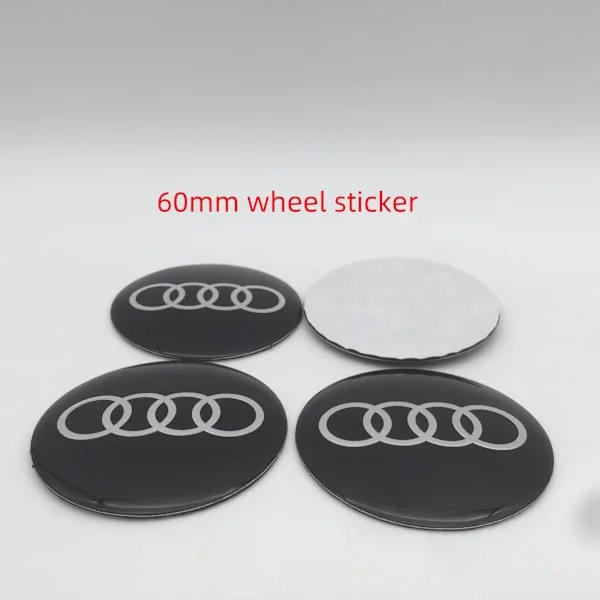 3D-dekaler för Audi hjulnav mittkåpa märkesöverdrag styling dekaler biltillbehör emblem 60mm 4st