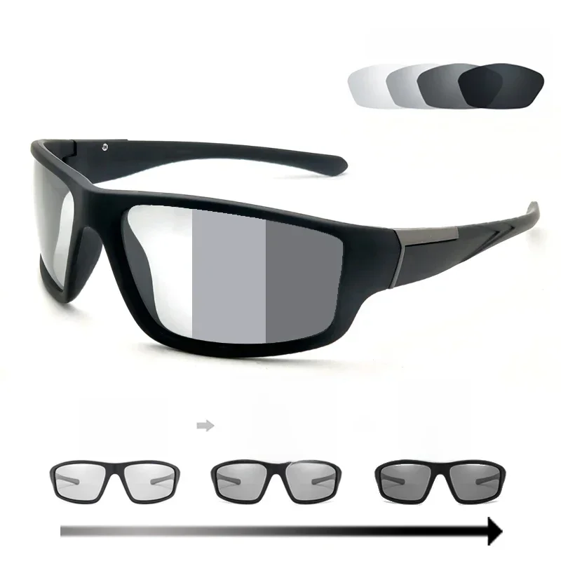 AliExpress - Lunettes de soleil photochromiques pour hommes, lunettes de sport noires mates pour le cyclisme, lunettes de soleil polarisées à 