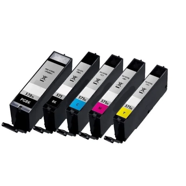 5 kartutšia PGI 570 XL Musta CLI 571 XL Väri Canon MG 5700 5750 5751 5752 5753 6800 6850 6851 6852 varten RANSKAN MUSTE