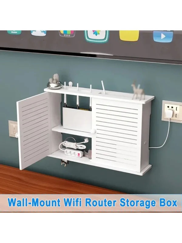 AliExpress - Wohnzimmer Wand-Wifi Router Lagerung Box Punch-freies Einfache Installation Hause Dekorative Box Weiß Holz Lagerung Regal