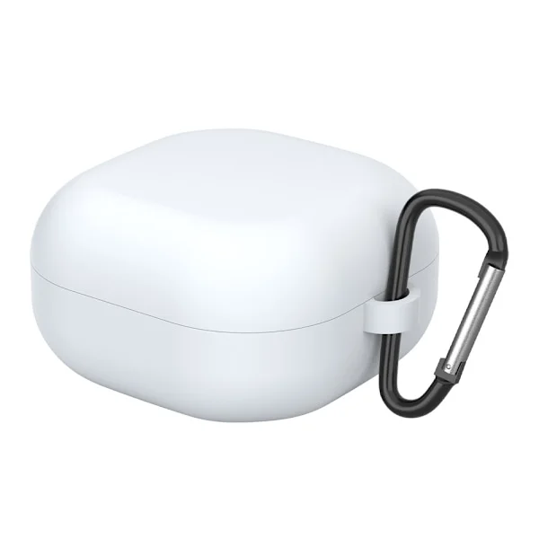 Silicone Case for Samsung Buds Pro/Live/Buds 2/Buds 2 Pro Headphones - Protective and Shockproof with Carabiner White White