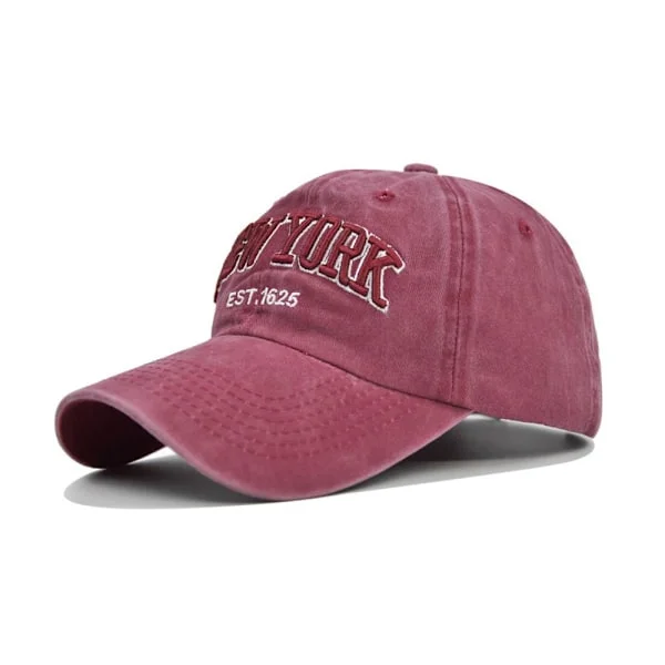 New York Broderi Baseball Caps Slitt Falmet Caps VINRØD