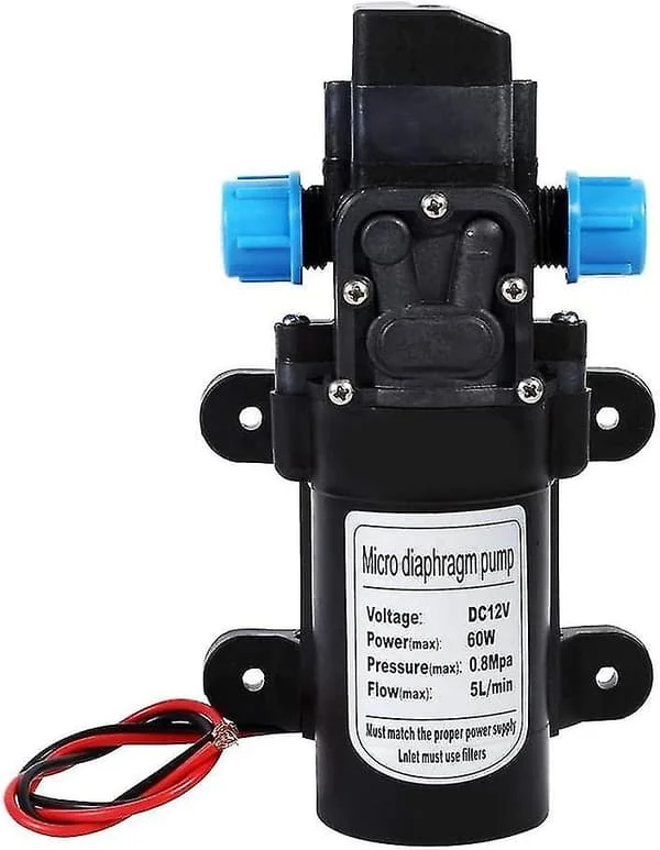 Vannpumpe, trykkpumpe vann med trykkbryter, automatisk, høytrykk, 12 V, 80 W, 5 L/min DC, membranpumpe, selvsugende for bilvask