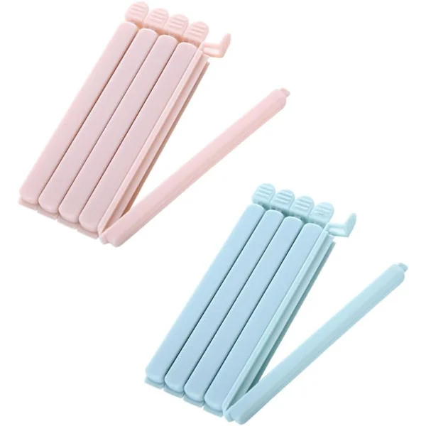 10 STK Forseglingsclips Snackpose Plastik Forseglingsclips 12 cm Genlukkelig & Vaskbar Chipclips til Madopbevaring Køkken og Hjem (Lys rød Lys Blå)