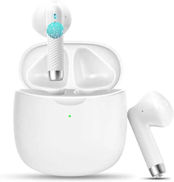 Langattomat nappikuulokkeet, Bluetooth 5.3 -kuulokkeet korvassa melua vaimentavalla mikrofonilla, nappikuulokkeet stereobassolla, IP7-vesitiiviit 