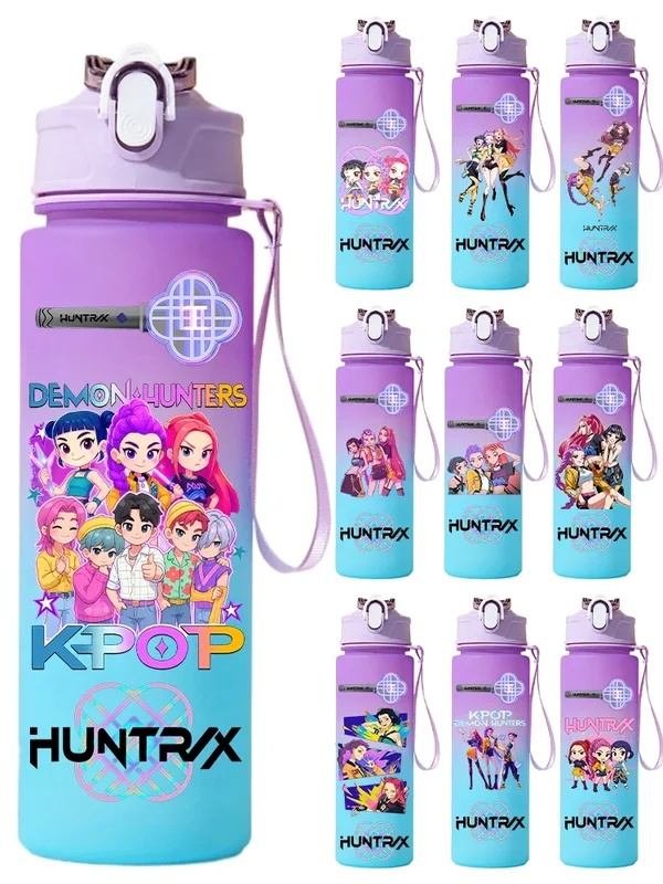 AliExpress - Gourde Kpop 750 ml pour chasseurs de démons – Bouteille à paille dégradée – Gourde à eau en plastique couleur dégradée