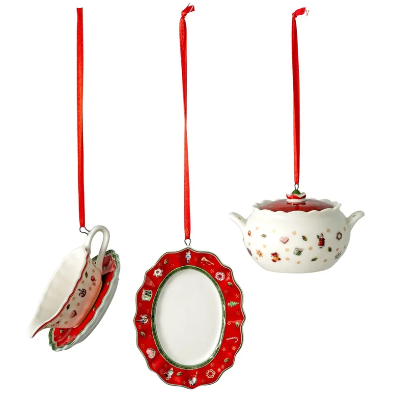 Villeroy & boch julpynt serveringsset 3 delar, röd/vit | Inredning > Juldekorationer > Julpynt | Bagaren och Kocken