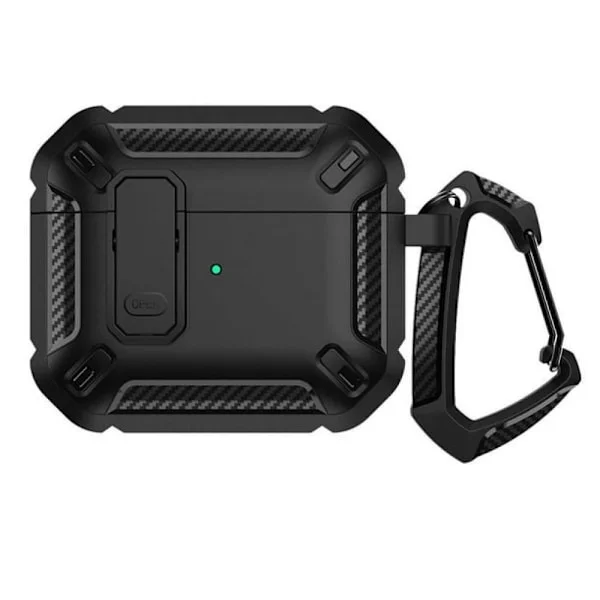 Smart Design-fodral för AirPods 4 Gen (2024), stötskyddande dubbellagersdesign med synlig LED, kolfibermönster TPU + PC-material för Urban
