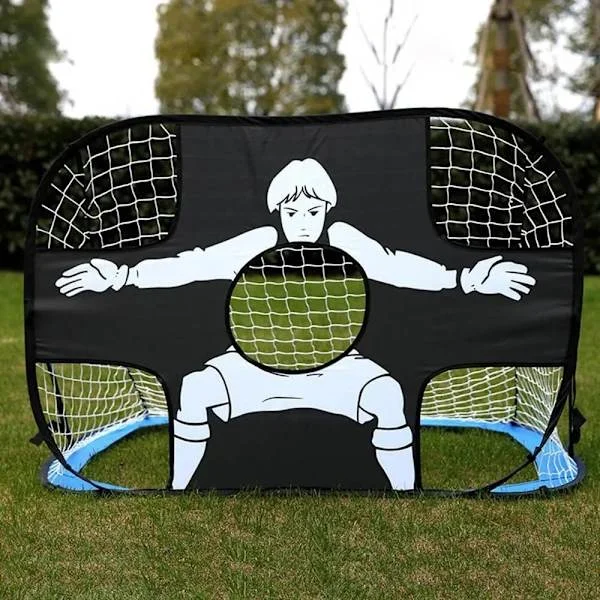 Foldbart fotbollsmål i nylon för barn och vuxna, fotbollsmål för lekplats, trädgård, inomhus och utomhus, blå