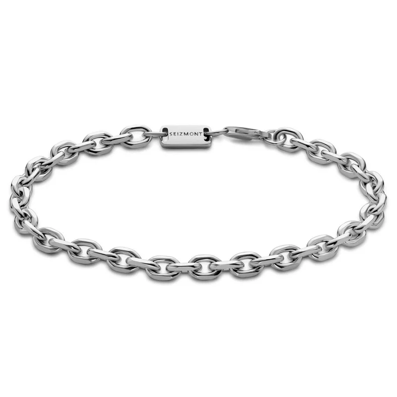 Argentia | 925s | 6mm Rhodium-Plated Sterling Silver Cable Chain Bracelet for Men - Steel bracelets