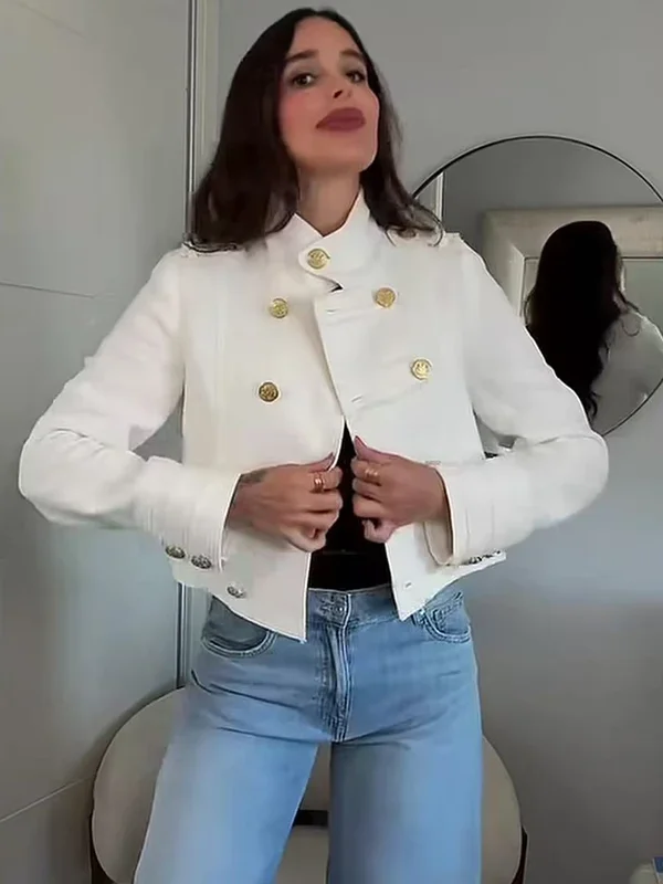 AliExpress - TFMLN Eleganter Damen-Kurzmantel Langarm Doppelreihig Modische Weiße Cropped-Jacke 2026 Frühling Schicke Damen-Oberbekleidung Neu