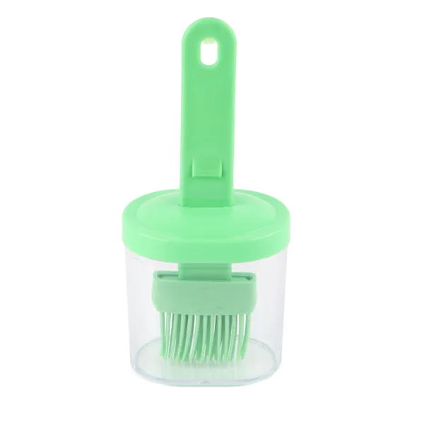 Integrated Silicone Oil Bottle Brush Olive Oil Dispenser Bottle with Silicone Brush for Cooking Baking Grilling Basting Green