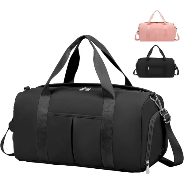 Gym Bag for Women and Men, Small Sports Bag with Wet Pocket and Shoe Compartment, Travel Bag, Weekender