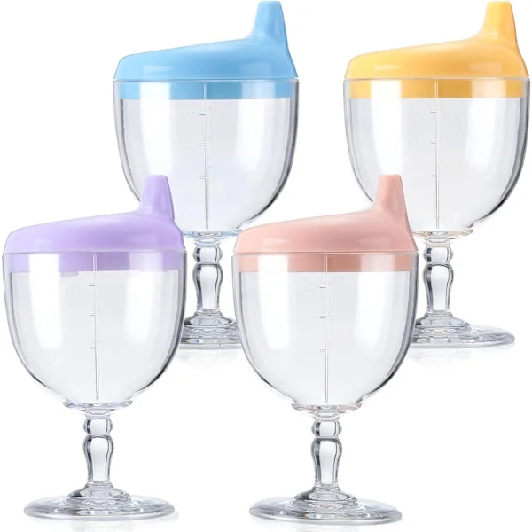 4 st Baby Vinsippykopp Bägare Plast Vinglas Sippykopp Dryckesmugg Mjölkflaskor för Småbarn Barn Födelsedags Jul Fest Firande