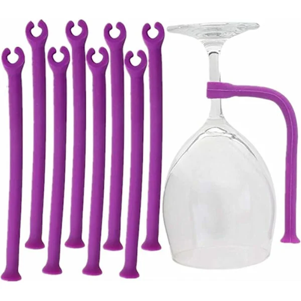 Silikon Vinglashållare för Diskmaskin - Set med 8 Lila - Säker för Marasmius Glas - Köksutrustning[GKS]