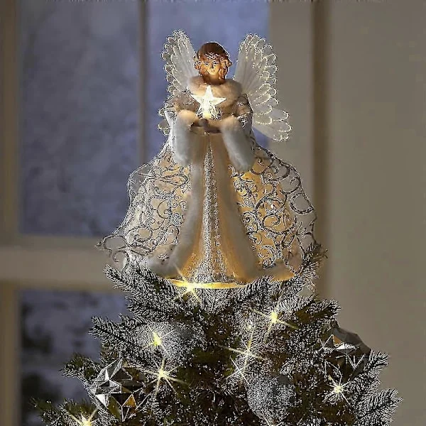 Juletrestjerne USB LED Lys Engel Fe Xmas Tretopp Ornament Hjem Innendørs Nyttårsfest Festlig Dekor B