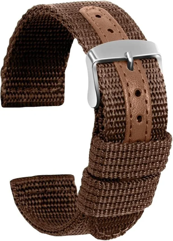 Nylon Urrem Lærred Udskiftning Urrem Militær Hær Mænd Kvinder - 22mm Rustfrit Stål Sølv Spænde Urrem