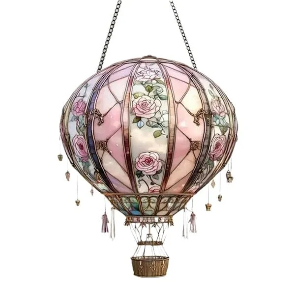 Solar-powered garden lamp in the shape of a hot air balloon with flame effect, acrylic hanging solar lamp G 1 pc-FF-