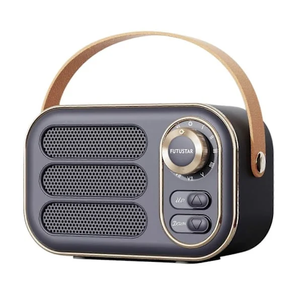 Multifunktionell Mini Portabel FM Radio Bluetooth Högtalare USB TF AUX Inomhus Utomhus Retro Design Trådlös Högtalare Grå