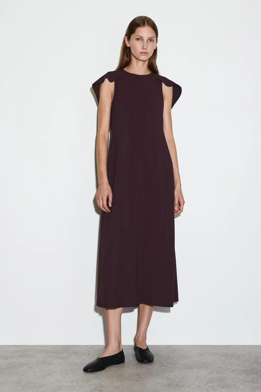 COS Cape-Shoulder Midi Dress in Pink - Women