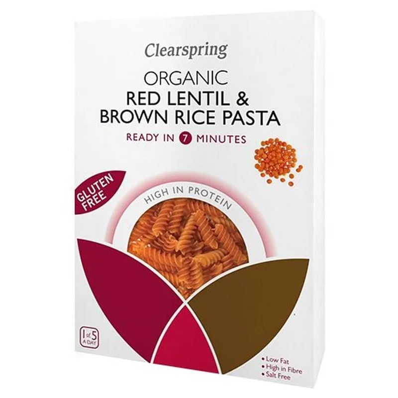 Clearspring Pasta af røde linser & brune ris 250 g, Helse & Madvarer, Pasta, Ris & Bælgfrugter, Linser