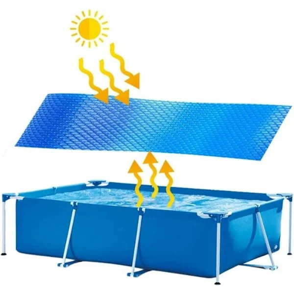 Bubbelplast - Rektangulärt solskydd för pool Skyddande överdrag Solvärmare för pool Utomhus Trädgård Termisk isoleringsfilm för swimmingpool 200cm x 
