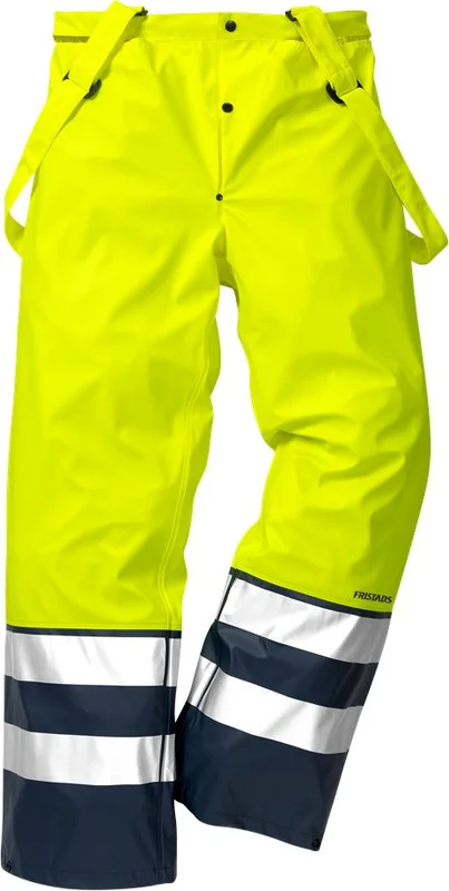 Arbetsbyxor Fristads Unisex Varsel Regnbyxa 2625 RS, klass 2, Varsel Gul/Marinblå Arbetskläder
