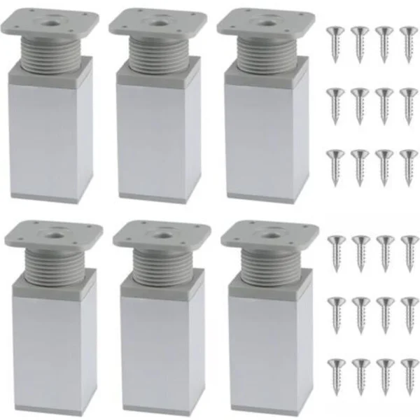 Stykker Justerbare Møbelben, Justerbare Møbelben i Aluminium, Møbelben i Aluminium, Møbelben, Justerbare Ben, til Sofa, Be(LGL)
