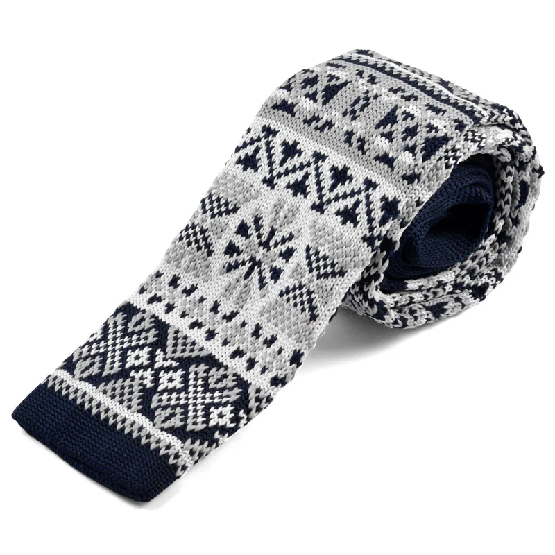 Nordic Patterned Knitted Tie for Men - Christmas ties