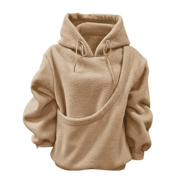 Pet Hoodie Fleece Hoodie til kvinder (med katte-lomme) Katte- og hunde-langærmet sweatshirt Hvid XXL