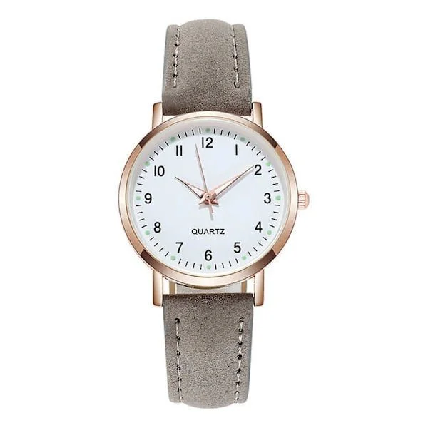 Women's Quartz Analog Wristwatch Grey, Fashion Leather Strap Women's Watch Classic Casual Style Grey