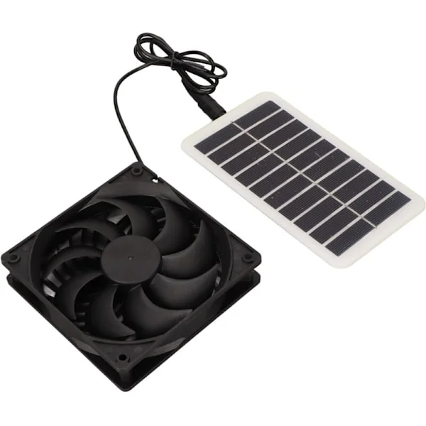 Solcelledrevet avtrekksvifte, 15W 5V utendørs solcellevifte, utendørs solcellepanel for drivhus, bobil, hus, hønsehus