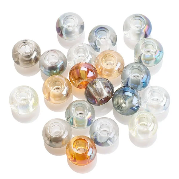 【DENGTU】Smooth Large Hole Beads New Electroplated Crystal Glass Loose Beads DIY Jewelry Accessories Bracelet Beaded Accessories