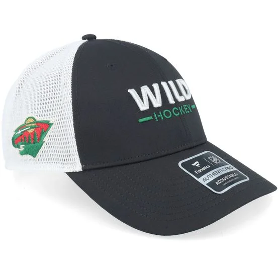 Fanatics - NHL Svart trucker Caps - Minnesota Wild Authentic Pro Rink Black/White Trucker @ Hatstore