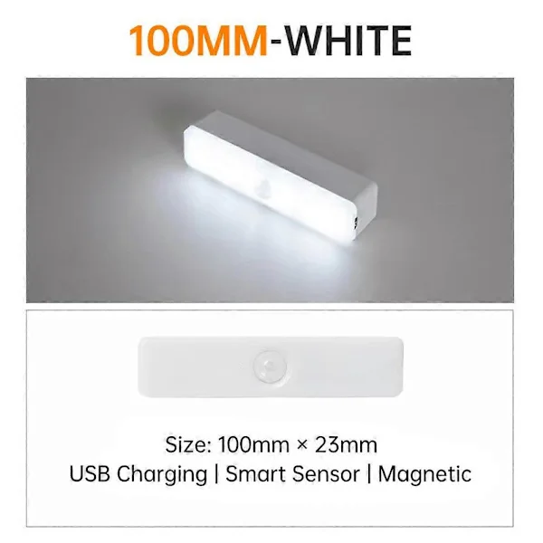 Rörelsesensor Trådlös Underskåp Garderob Lampa Kök Bänk LED Nattlampa 100mm 4 tum Kallvit 100mm4 tum Kallvit