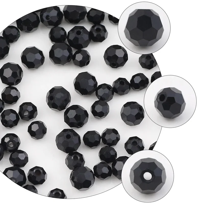 AliExpress - Facettierte runde österreichische Kristallglas schwarze Spacer lose Perlen 3/4/6/8/10 mm für Schmuckherstellung DIY Armband Halsketten 