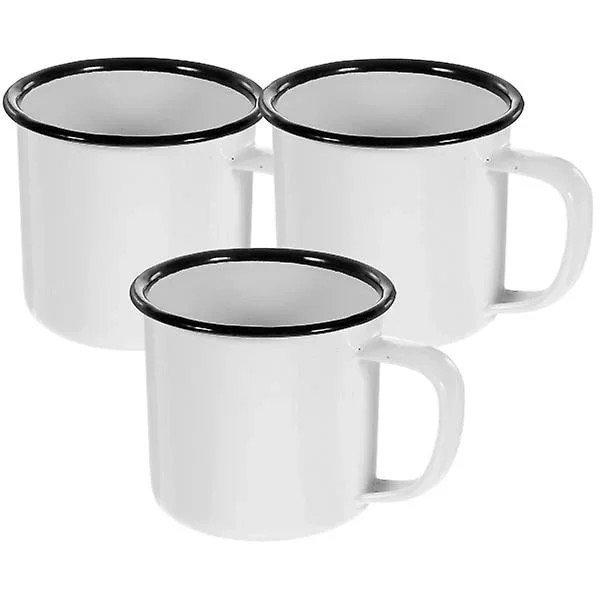 3-pack emaljmugg, emaljkaffemugg, återanvändbar emaljtekopp, vattenbehållare