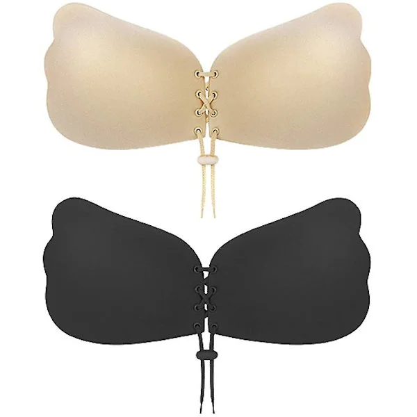 Klister BH 2 par Strapless Rygglös BH Lim BH Osynlig Lyft BH Push Up BH För Rygglös Klänning(B)