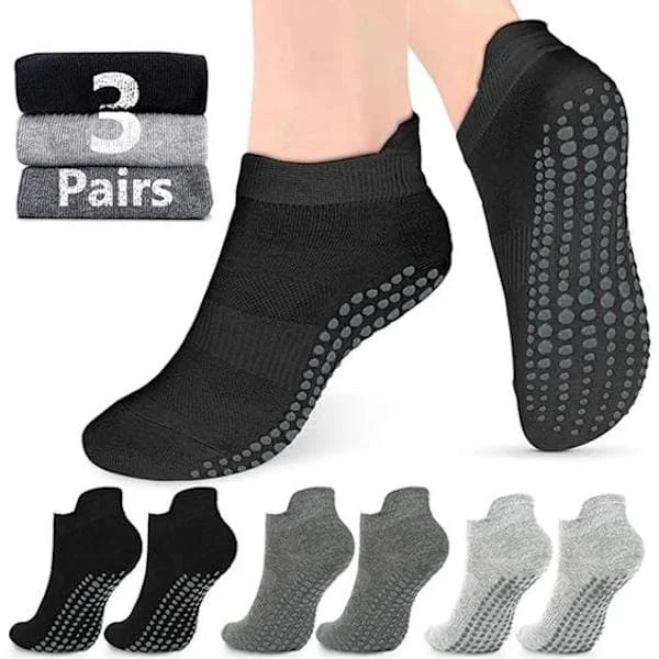 Non-slip socks, Pilates - Yoga socks - Non-slip socks for men and women - 3 pairs in regular size