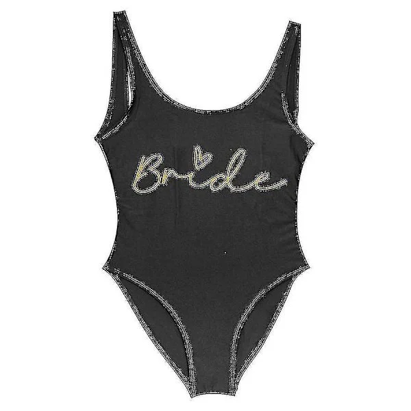 S-3xl Gulltrykk Team Bride Hel BadeDrakt Squad Dame Badedrakt Utdrikningslag Badedrakt Sommer Strandklær BadeDrakt