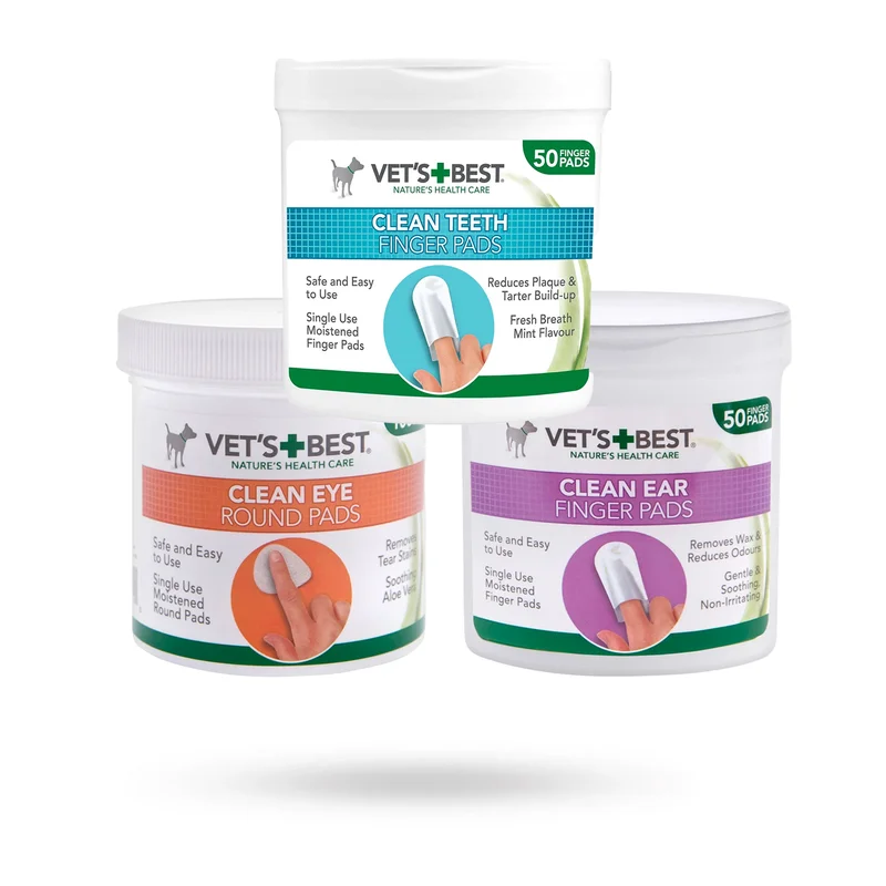 Vets Best - KIT MED VET'S BEST TEETH PADS 50-PACK, EAR PADS 50-PACK & EYE PADS 100-PACK