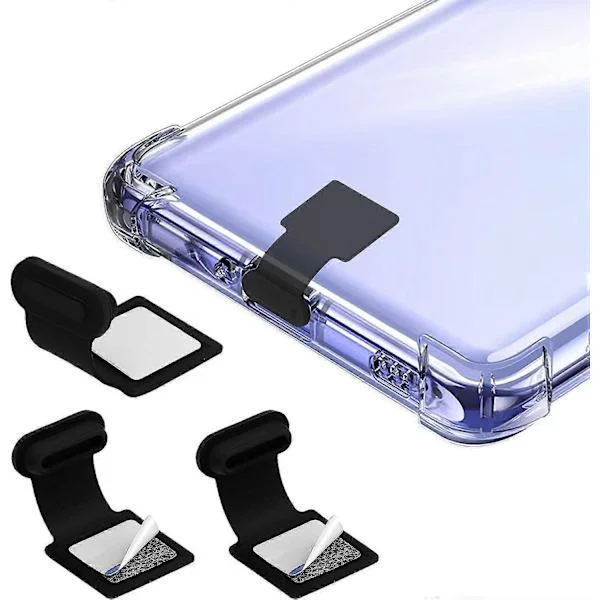 Musta 3 kpl pölysuoja USB C Type C -portille, silikoninen pölysuoja Type C -puhelimelle, pölysuoja irrotettavalla liimalla