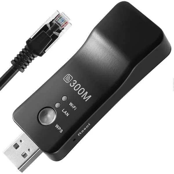 USB TV WiFi Dongle Adapter 300 Mbps Universal Trådløs Mottaker RJ45 WPS for Samsung LG Sony Smart TV